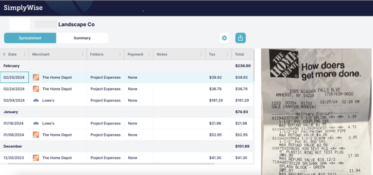 SimplyWise franchise expense tracking